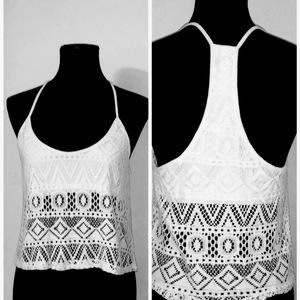 XL white lace raazorback built in bra